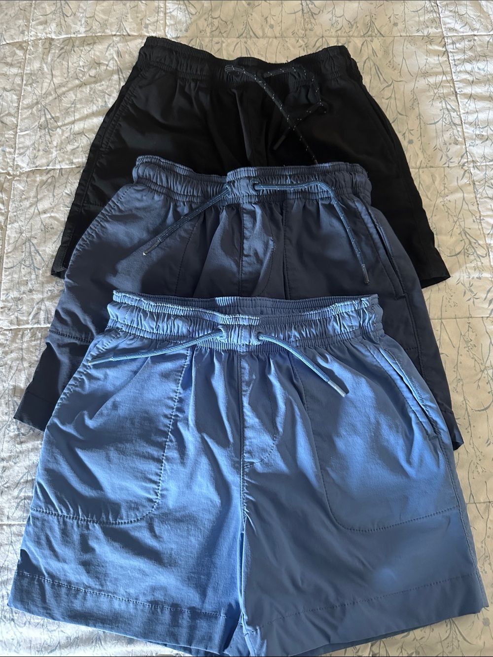 Crewcuts Boys 3-Pack Active Shorts in Black and Two Blues